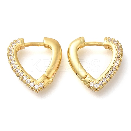 Rack Plating Heart Brass Pave Clear Cubic Zirconia Hoop Earrings EJEW-I310-09G-1