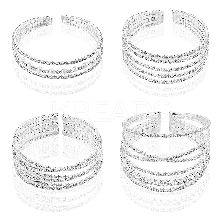 4Pcs 4 Style Crystal Rhinestone Tennis Bangles Set BJEW-FI0001-57-1