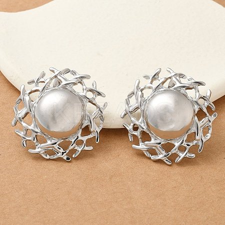 304 Stainless Steel Flat Round Stud Earrings for Women EJEW-M089-05P-1