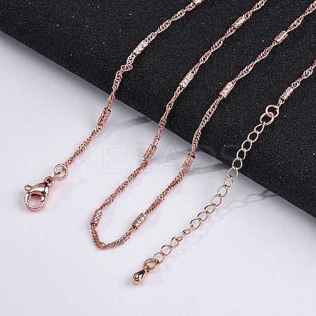 Brass Singapore Chains Necklaces for Women NJEW-D302-04RG-1