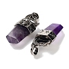 Natural Amethyst Faceted Sword Pendants G-Q163-01AS-07-2