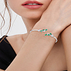 1Pc Elegant Brass Cubic Zirconia Leaf Cuff Bangles for Women BJEW-LP0003-33P-02-1