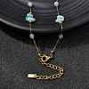 Natural Amazonite Chip 304 Stainless Steel Link Chain Necklaces for Women NJEW-K255-60G-4