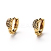 Brass Micro Pave Clear Cubic Zirconia Huggie Hoop Earrings EJEW-H121-14G-1