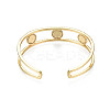 Enamel Flat Round Open Cuff Bangle with Clear Cubic Zirconia BJEW-N012-026-2