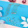 4Pcs Long Chain Tassel Drop Cuff Earrings with Imitation Pearl EJEW-KS0001-04-5