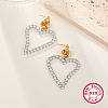 Two Tone Platinum & Golden 925 Sterling Silver Dangle Stud Earrings QO3492-1-1