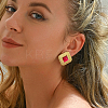 201 Stainless Steel Glass Stud Earrings XG9107-3-1