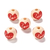 Printed Wood European Beads WOOD-F011-09-1