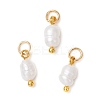 Natural Cultured Freshwater Pearl Potato Charms with Brass Jump Rings X-PALLOY-JF04176-01-1