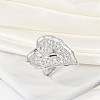 Anti-Tarnish 304 Stainless Steel Heart Open Cuff Rings RJEW-M047-08P-1