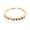 Brass Micro Pave Cubic Zirconia Cuff Rings for Women KK-T071-80G-2