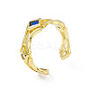 Cubic Zirconia Rhombus Open Cuff Ring RJEW-P079-08G-02-1