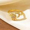 Brass Micro Pave Clear Cubic Zirconia Cuff Open Rings for Couple WG75937-03-1