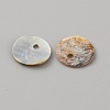 Natural Akoya Shell Flat Round Charms BSHE-WH0002-04A-2