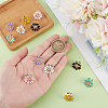 12Pcs 6 Colors Flower Alloy Enamel Stethoscope Pendant Decorations HJEW-OC00052-3