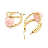 Ion Plating(IP) 304 Stainless Steel & Plastic Imitation Pearl Oval with Ball Hoop Earrings for Women EJEW-C096-13G-06-2