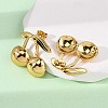 304 Stainless Steel Cherry Stud Earrings EJEW-L304-02G-3