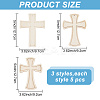 15Pcs 3 Styles Unfinished Wood Cross Pendants WOOD-AR0001-31-2