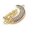 Rack Plating Brass Micro Pave Colorful Cubic Zirconia Moon with Couple Connector Charms KK-A234-083G-2