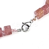 Natural Strawberry Quartz Hexagon Prism Graduated Beaded Necklaces for Women Men NJEW-K388-03U-3