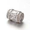 Column Brass Micro Pave Cubic Zirconia Large Hole European Beads LS-ZIRC-M084-01-2