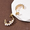 Brass Micro Pave Clear Cubic Zirconia C-Shaped Stud Earringss EJEW-A152-02G-2