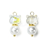 2Pcs Glass Beads Pendants PALLOY-JF03385-1