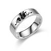 Rabbit with ECG Pattern 201 Stainless Steel Finger Rings FS-WGE99FF-10-1
