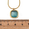 304 Stainless Steel & Dark Turquoise Cat Eye Square Pendant Round Snake Chain Necklaces for Women NJEW-K255-47G-5