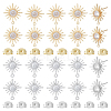 8Pcs 2 Size Sun Shape Brass Clear Cubic Zirconia Stud Earring Findings ZIRC-OC0001-09-1