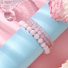 3Pcs Round Natural Rose Quartz Beads Stretch Bracelets BJEW-JB10963-4