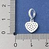 925 Sterling Silver Clear Cubic Zirconia Heart European Dangle Charms STER-H115-07S-3