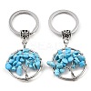 Synthetic Turquoise Flat Round with Tree of Life Pendant Keychain KEYC-E023-03O-1