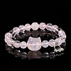Natural Rose Quartz Round Beads Stretch Bracelets WG466DA-14-1