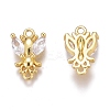 Brass Micro Pave Clear Cubic Zirconia Charms ZIRC-O035-24G-2
