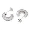 Brass Pave Clear Cubic Zirconia Stud Earrings for Women EJEW-S225-11P-01-2