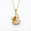 Brass Enamel Cup with Rabbit Fox Pendant Cable Chain Necklaces for Women WG20AE5-02-1