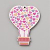 Single Face Printed Heart Wood Big Pendants WOOD-CJC0011-07E-1