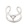 Clear Cubic Zirconia Initial Letter Open Cuff Ring RJEW-A012-01P-Y-1