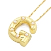 Brass & Plastic Pearl Letter Pendant Box Chain Necklaces for Women LS-NJEW-U017-01G-07-2