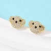 Brass Micro Pave Clear Cubic Zirconia Dog Stud Earrings EJEW-F400-09G-1
