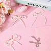 4 Pairs 4 Styles Plastic Imitation Pearl Bowknot Shoe Charms DIY-CP0012-08-3