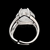 Natural Quartz Crystal Teardrop Adjustable Rings RJEW-K241-03P-11-3