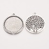 Tibetan Style Flat Round Alloy Pendant Cabochon Settings X-TIBEP-Q049-19AS-RS-2
