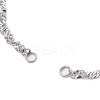 2Pcs 2 Colors 304 Stainless Steel Singapore Chain Bracelet Makings AJEW-JB01322-3