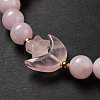 Natural Rose Quartz Moon and Star Beaded Stretch Bracelet for Women G-G997-C05-4