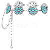1Pc Alloy & Synthesis Turquoise Flower Link Waist Belly Chains for Women AJEW-UN0002-19-1