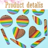 12Pcs 6 Styles Pride Rainbow Theme Resin & Walnut Wood Pendants WOOD-FS0001-32-3