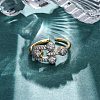 Brass Micro Pave Clear Cubic Zirconia Cuff Finger Rings for Women RJEW-C116-07G-3